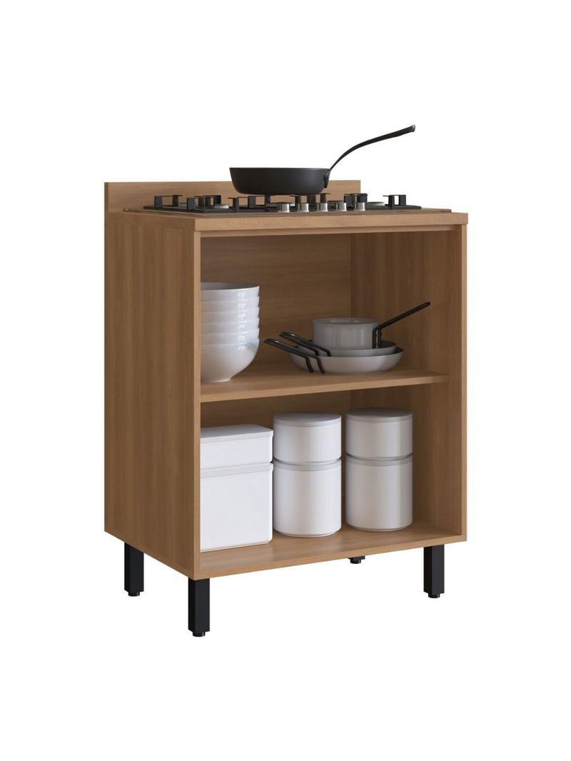 Balcão De Cozinha 70cm Para Cooktop Com Tampo E 2 Portas Havana Multimóveis Cr20309 Rovere/grafite