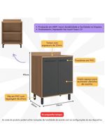Balcão De Cozinha 70cm Para Cooktop Com Tampo E 2 Portas Havana Multimóveis Cr20309 Rovere/grafite