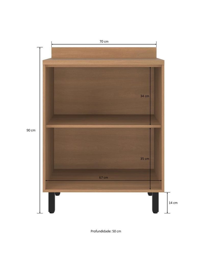 Balcão De Cozinha 70cm Para Cooktop Com Tampo E 2 Portas Havana Multimóveis Cr20309 Rovere/grafite