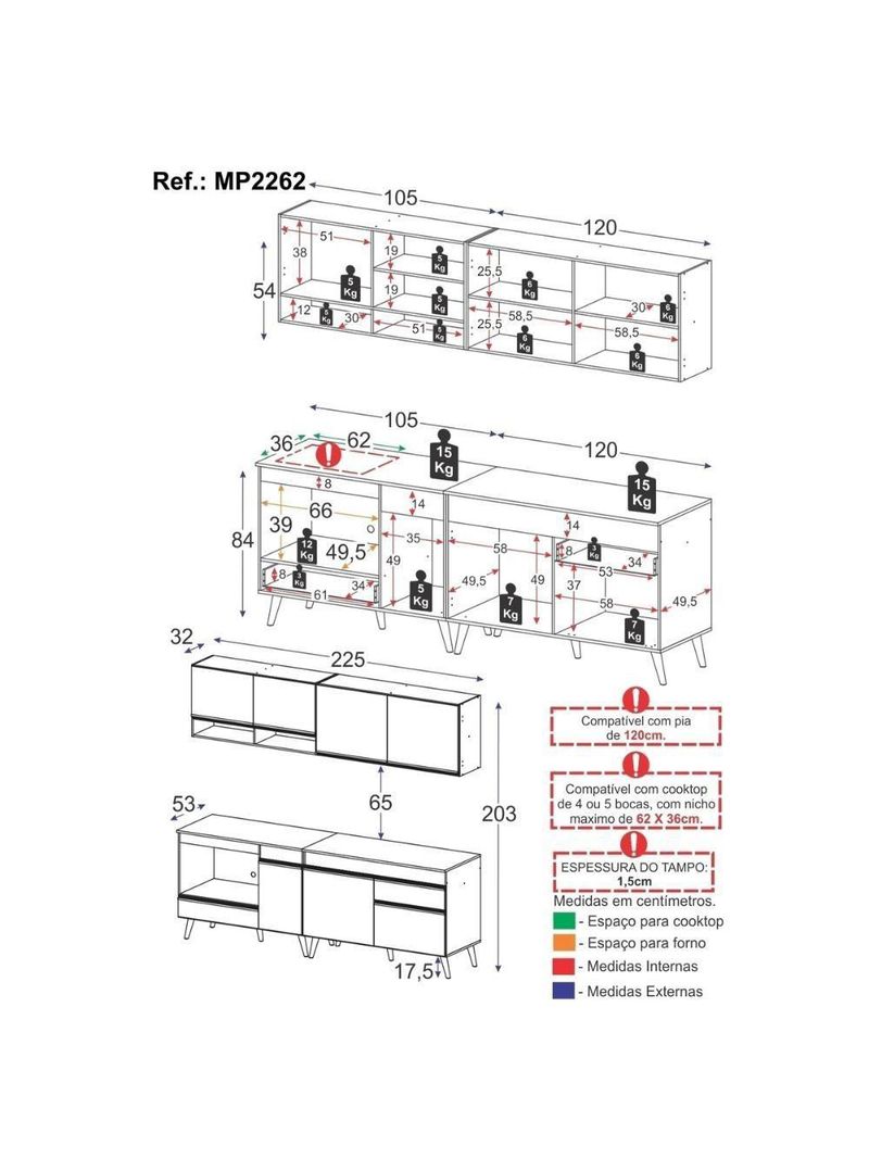 Armário De Cozinha  Modulada Compacta Veneza Multimóveis