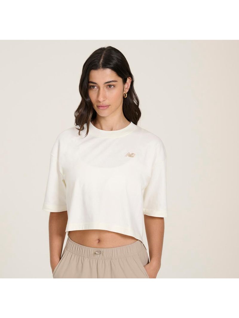 Camiseta new balance cropped small logo feminina
