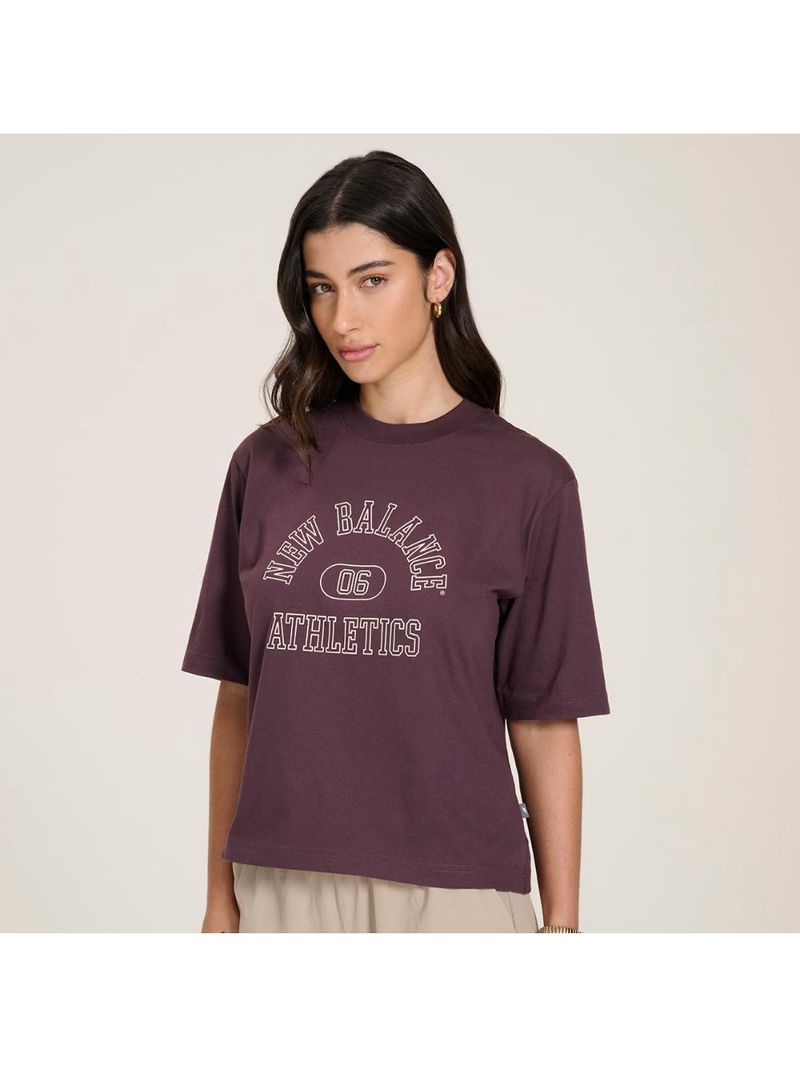 Camiseta new balance cropped athletics feminina