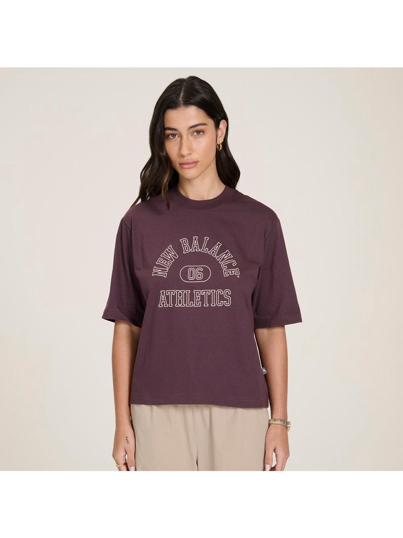 Camiseta new balance cropped athletics feminina