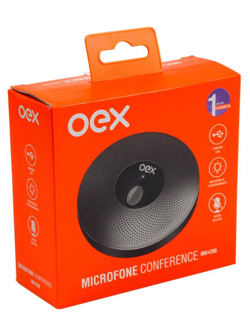 Microfone para conferência omnidirecional preto mk200 oex