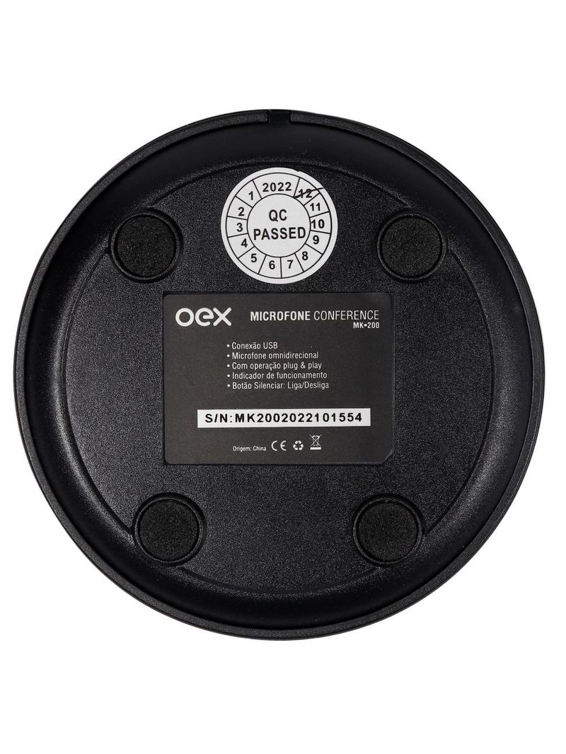 Microfone para conferência omnidirecional preto mk200 oex