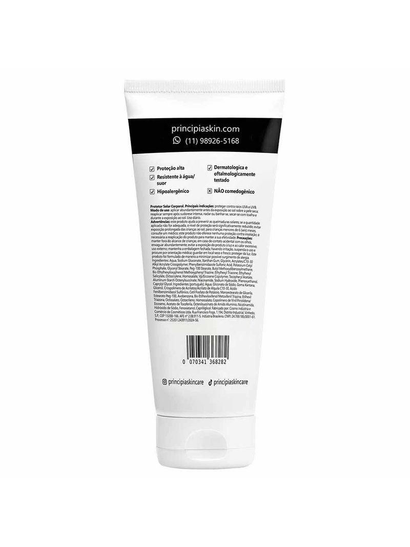 Protetor solar corporal principia ps-03 fps 35