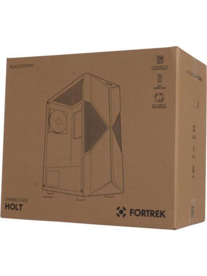 Gabinete gamer fortrek holt mid tower rgb preto