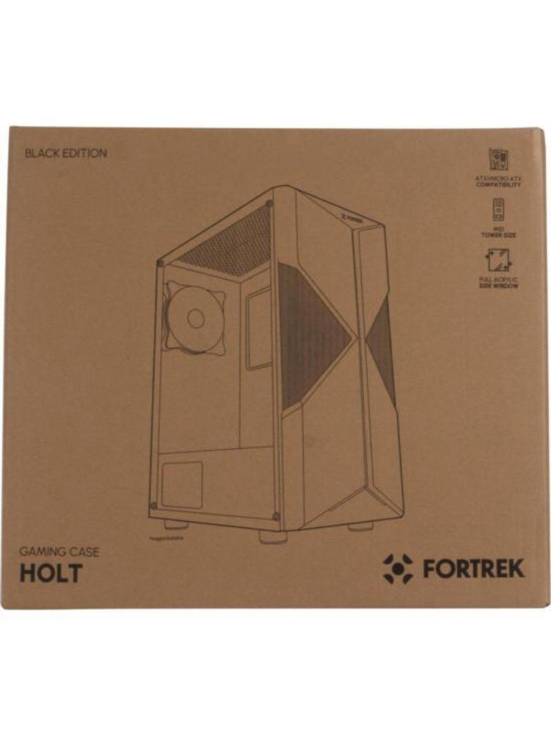 Gabinete gamer fortrek holt mid tower rgb preto