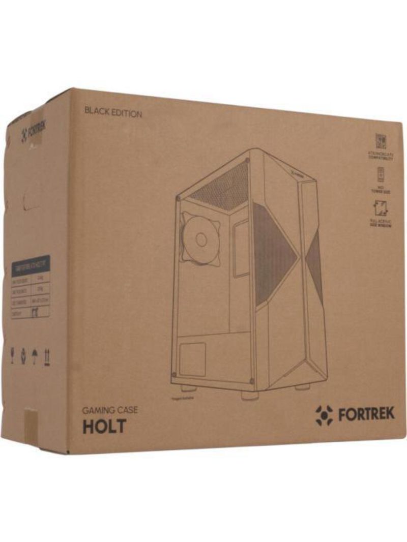 Gabinete gamer fortrek holt mid tower rgb preto