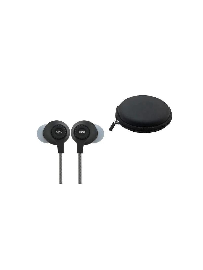 Display com 6 fones de ouvido com microfone e case de proteção oex case soft fn208 preto