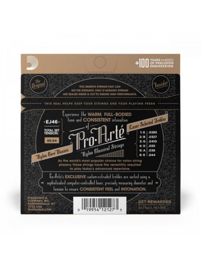 Encordoamento violão nylon tensão alta pro-arte nylon core ej46 d addario