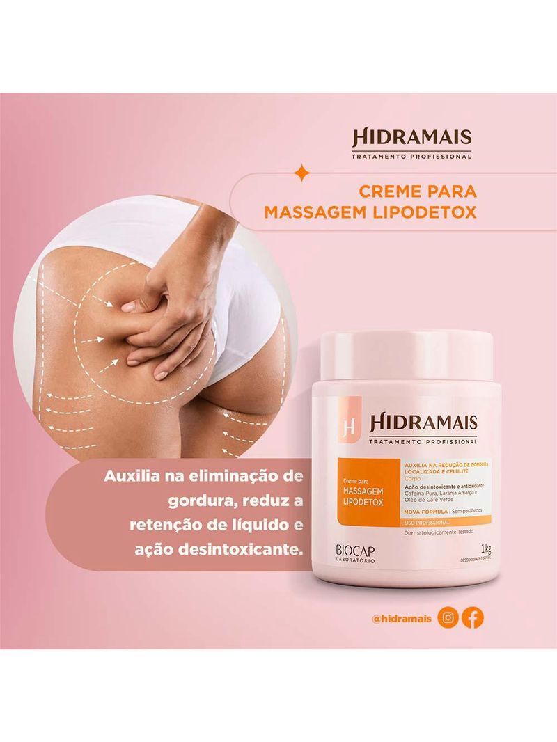 Creme para massagem hidramais - lipodetox