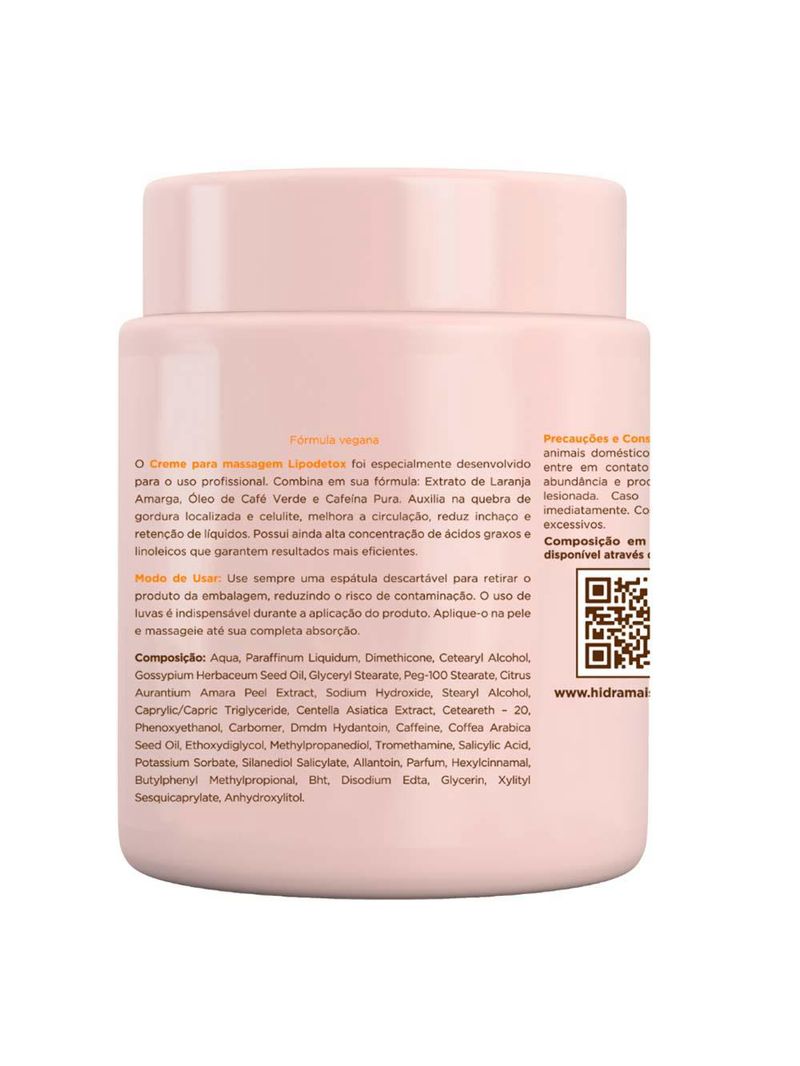 Creme para massagem hidramais - lipodetox