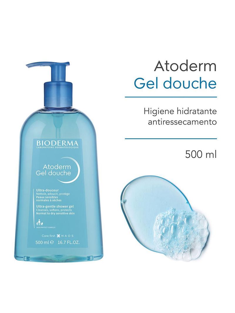 Gel de banho bioderma atoderm gel douche higiene diária antirressecamento
