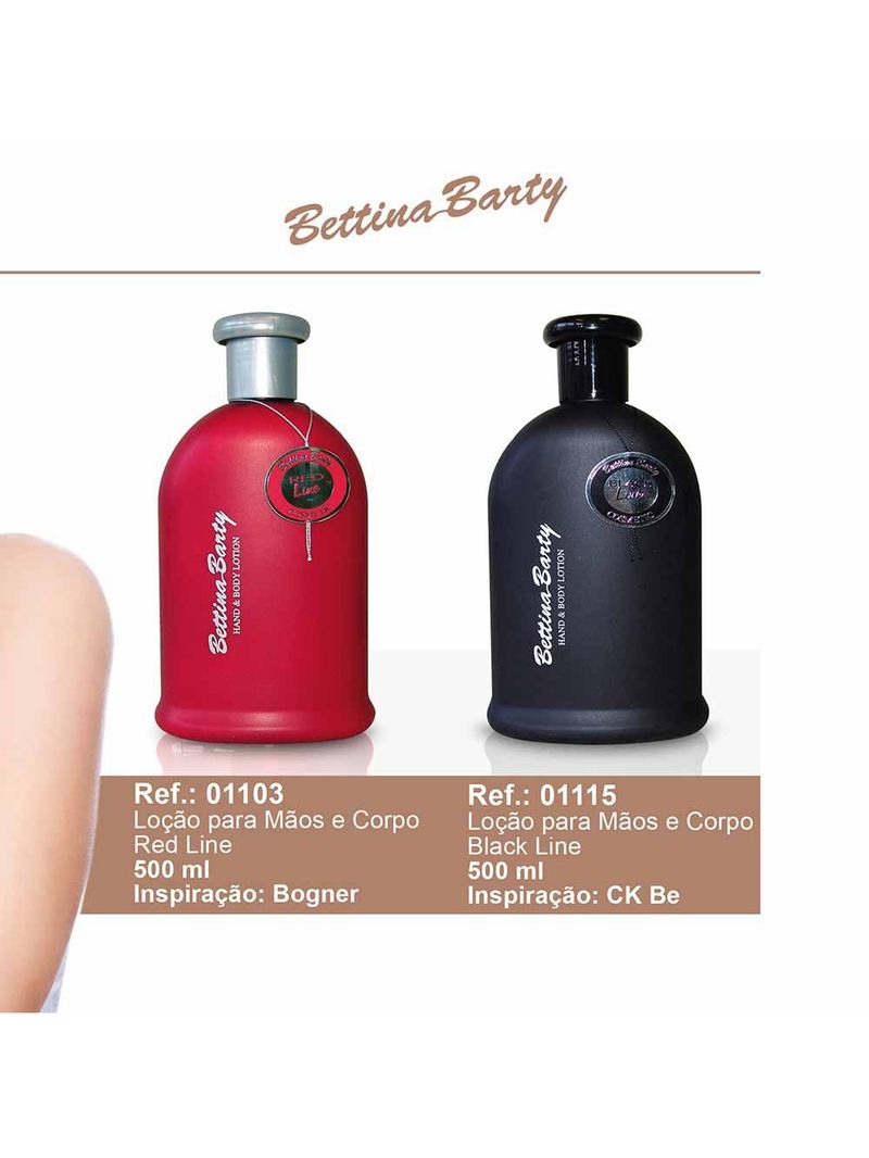 Loção hidratante para mãos e corpo bettina barty black line