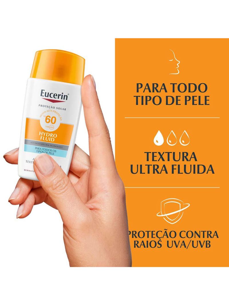 Protetor solar eucerin sun hydro fluid fps60