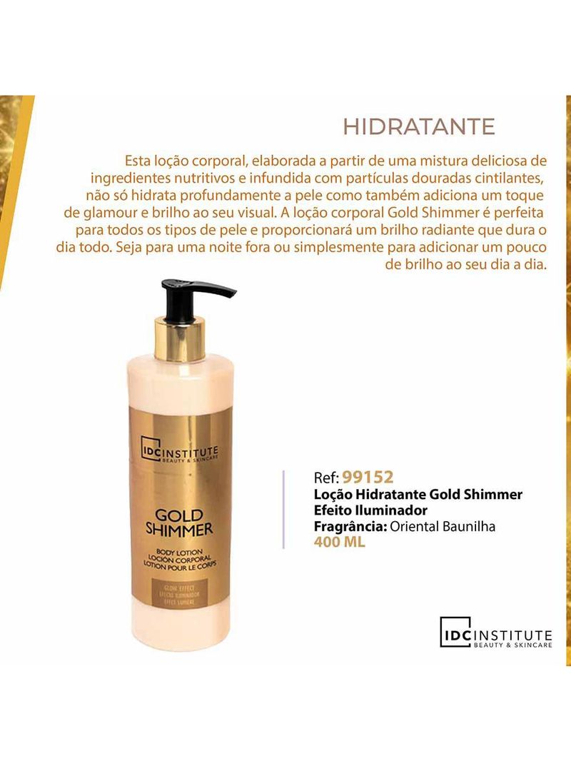 Loção hidratante corporal idc institute gold shimmer