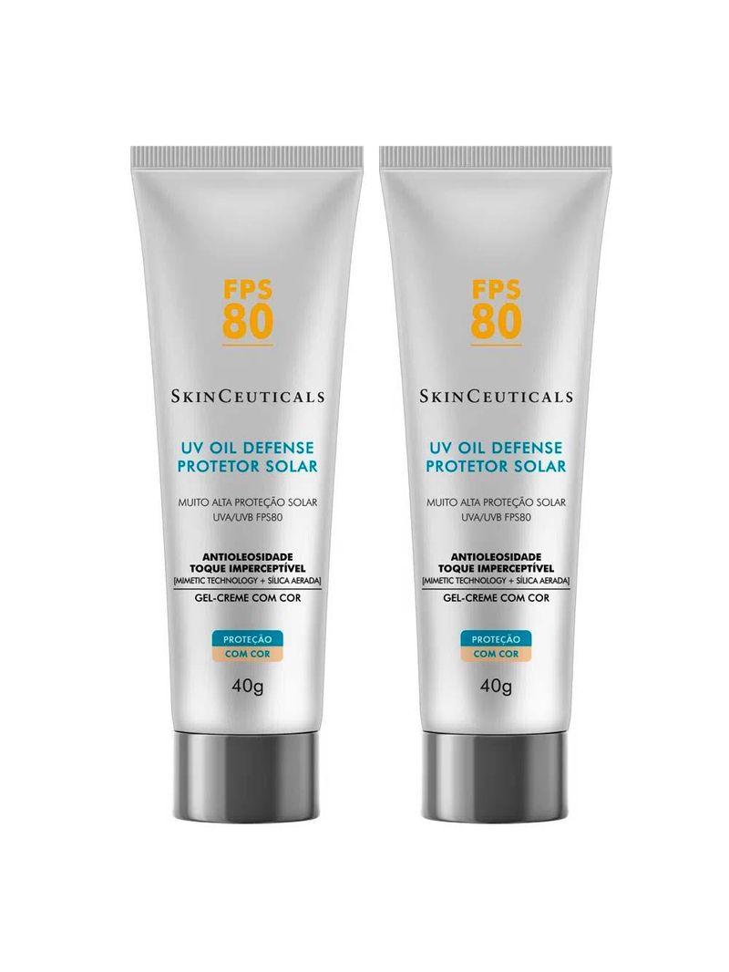 Skinceuticals uv oil defense tinted kit com 2 unidades – protetor solar com cor fps80 - universal
