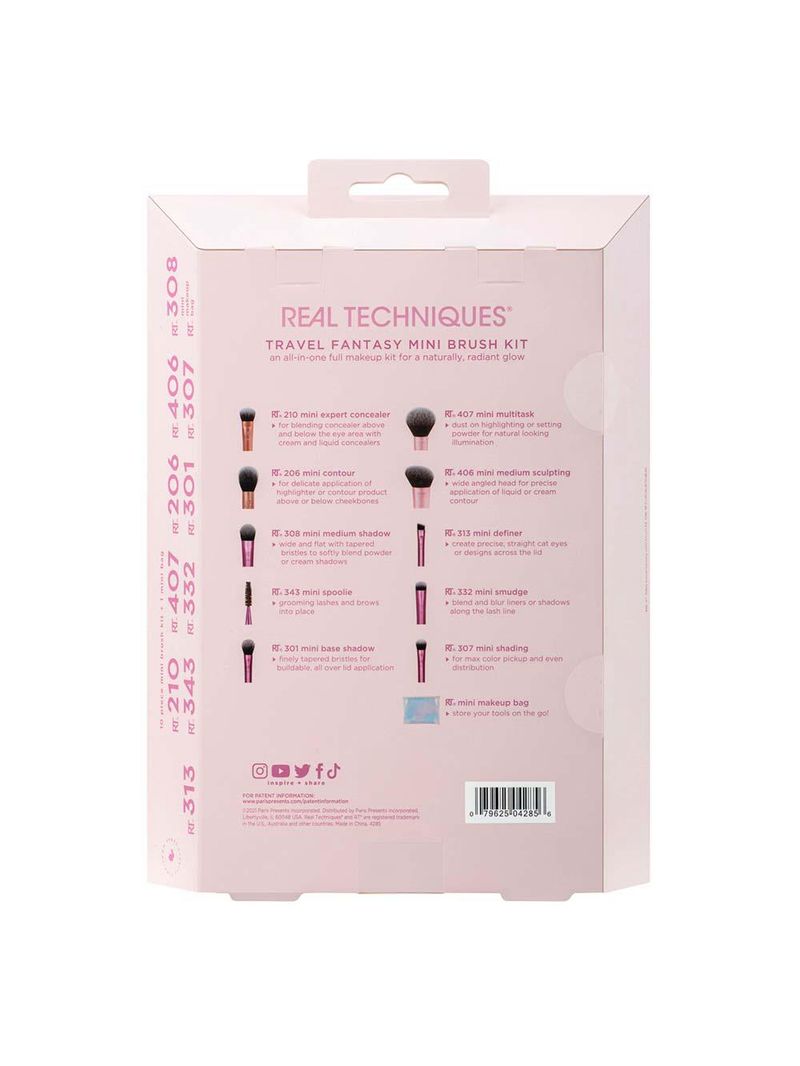 Real techniques kit - 10 pincéis + bolsa travel fantasy
