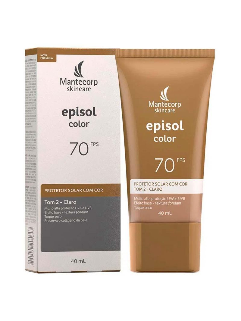 Mantecorp skincare episol kit com 3 unidades – protetor solar com cor fps70 – clara 40ml