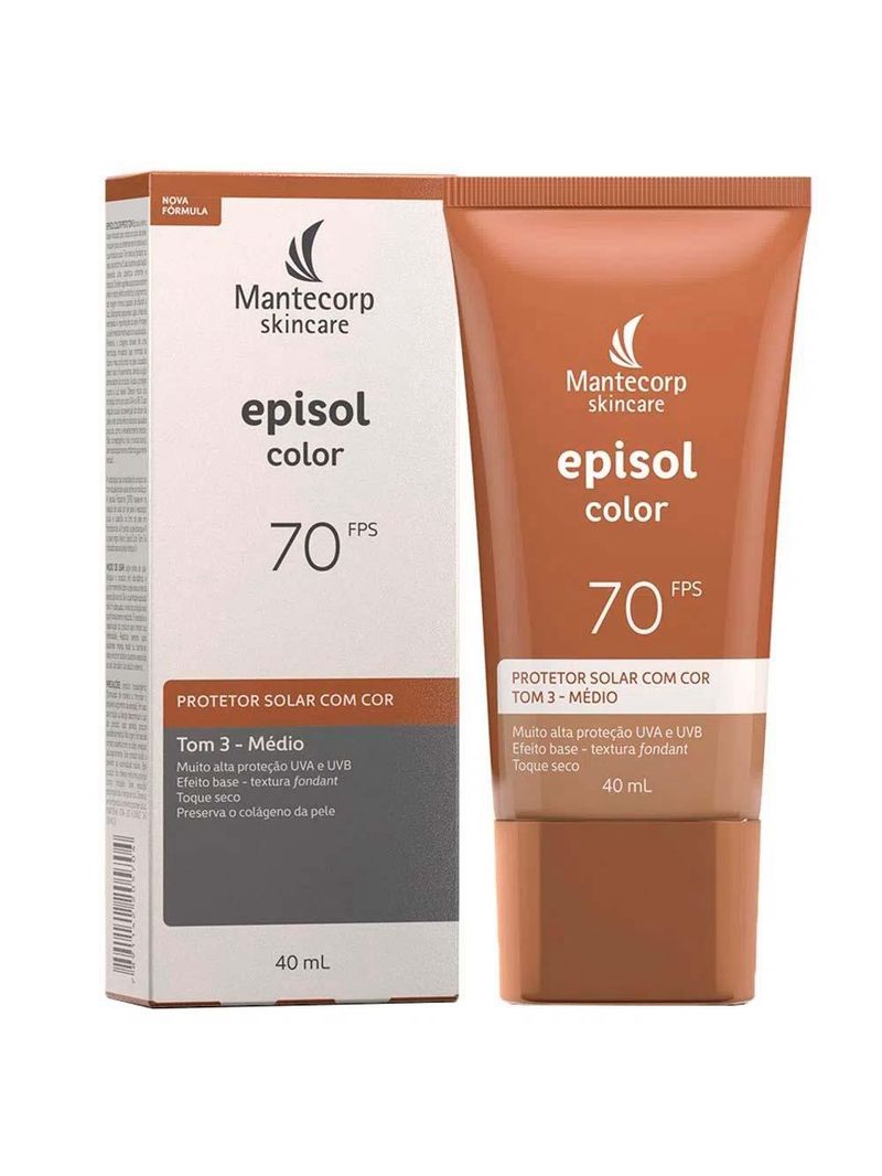Mantecorp skincare episol kit com 3 unidades – protetor solar com cor fps70 – médio 40ml