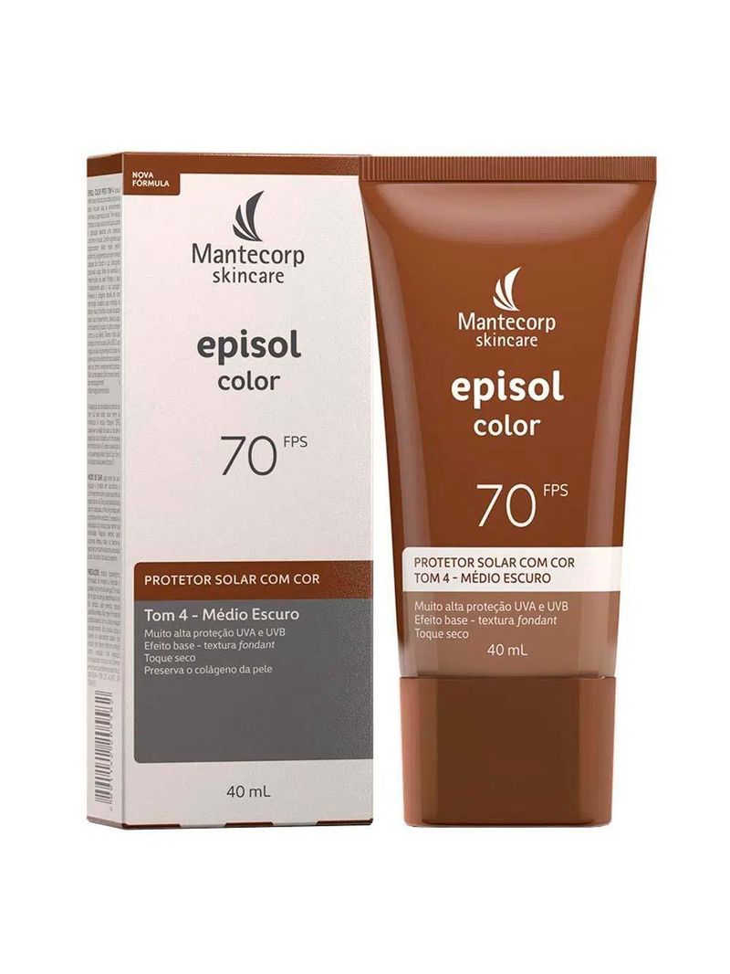 Mantecorp skincare episol kit com 3 unidades – protetor solar com cor fps70 – médio escuro 40ml