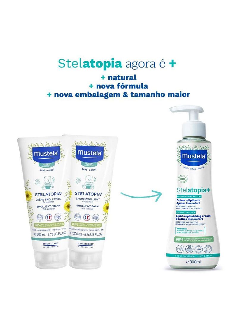 Stelatopia+ hidratante relipidante antiprurido mustela pele ressecada e atópica