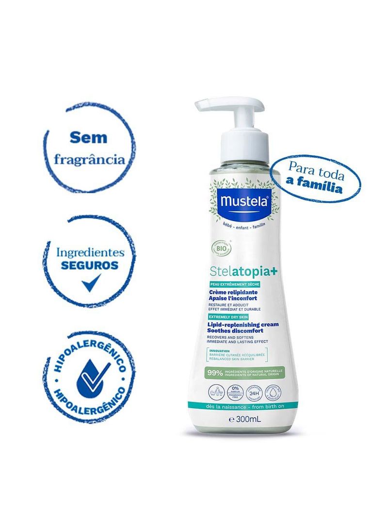 Stelatopia+ hidratante relipidante antiprurido mustela pele ressecada e atópica