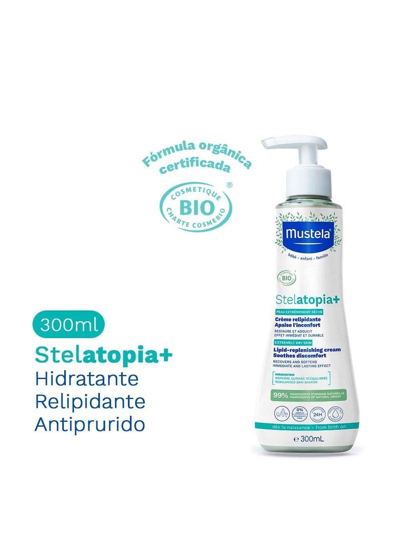 Stelatopia+ hidratante relipidante antiprurido mustela pele ressecada e atópica