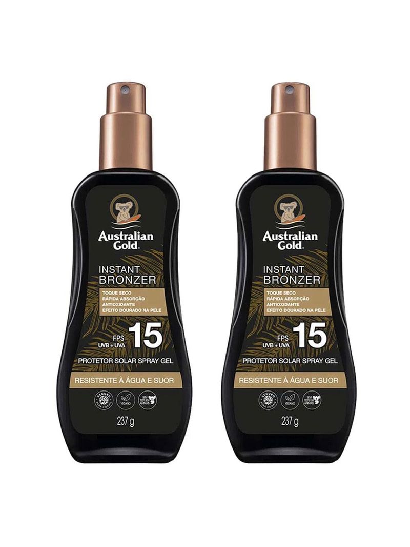 Australian gold instant bronzer kit com 2 protetores fps 15