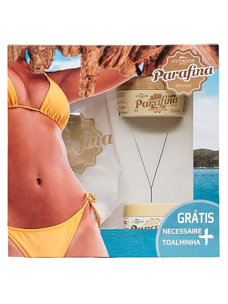 Parafina bronze kit - acelerador de bronzeado veloster 120g + manteiga corporal hidratante 120g + necessaire + toalhinha
