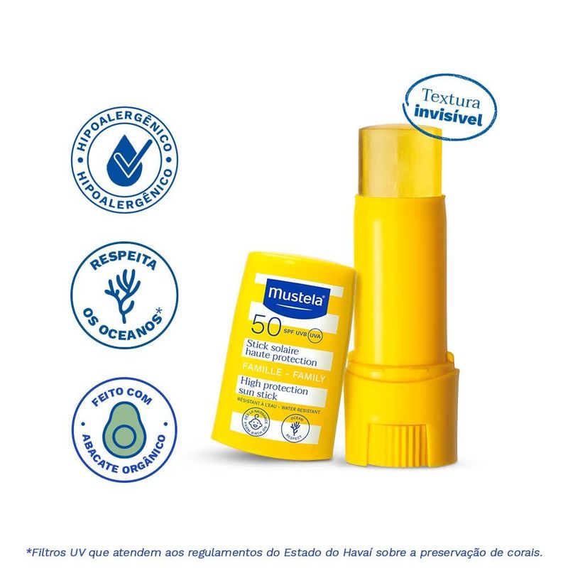 Protetor solar mustela stick solaire haute protection fps50