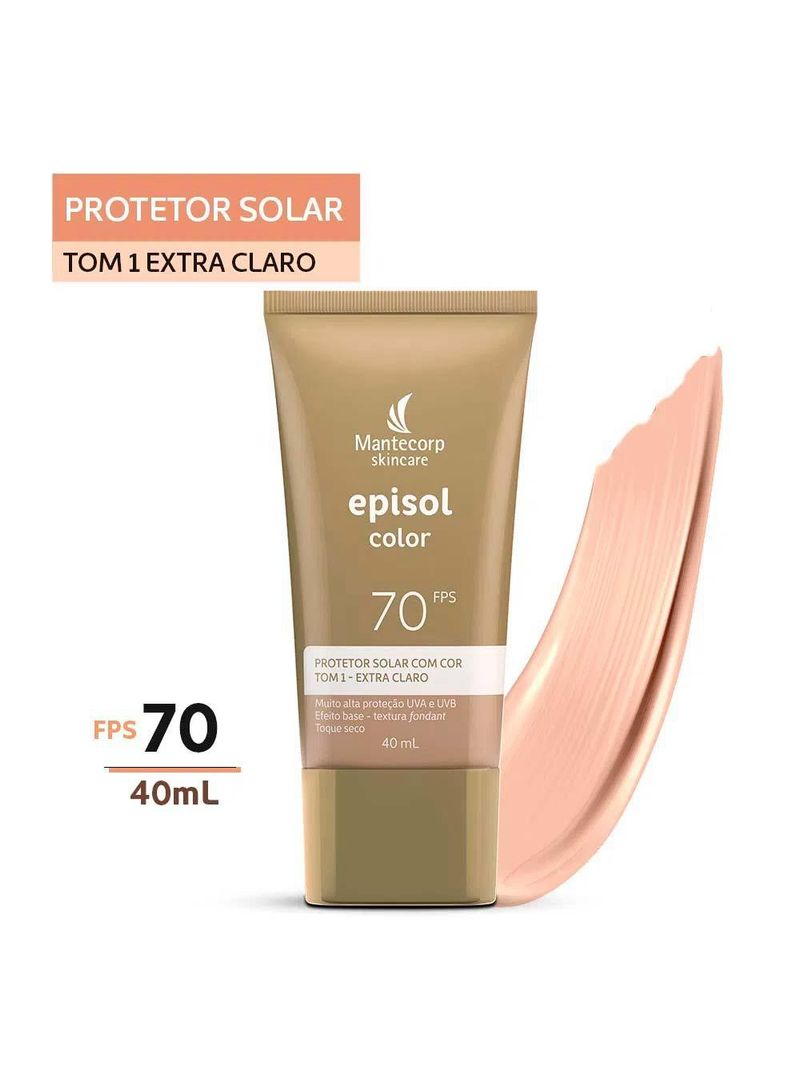 Mantecorp skincare episol kit com 3 unidades – protetor solar com cor fps70 – extra clara 40ml
