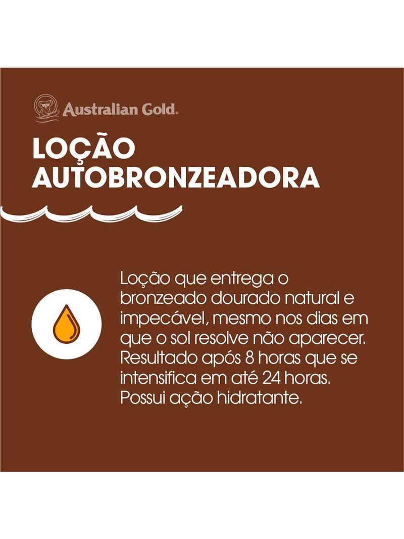 Loção autobronzeadora australian gold kakadu bronzer