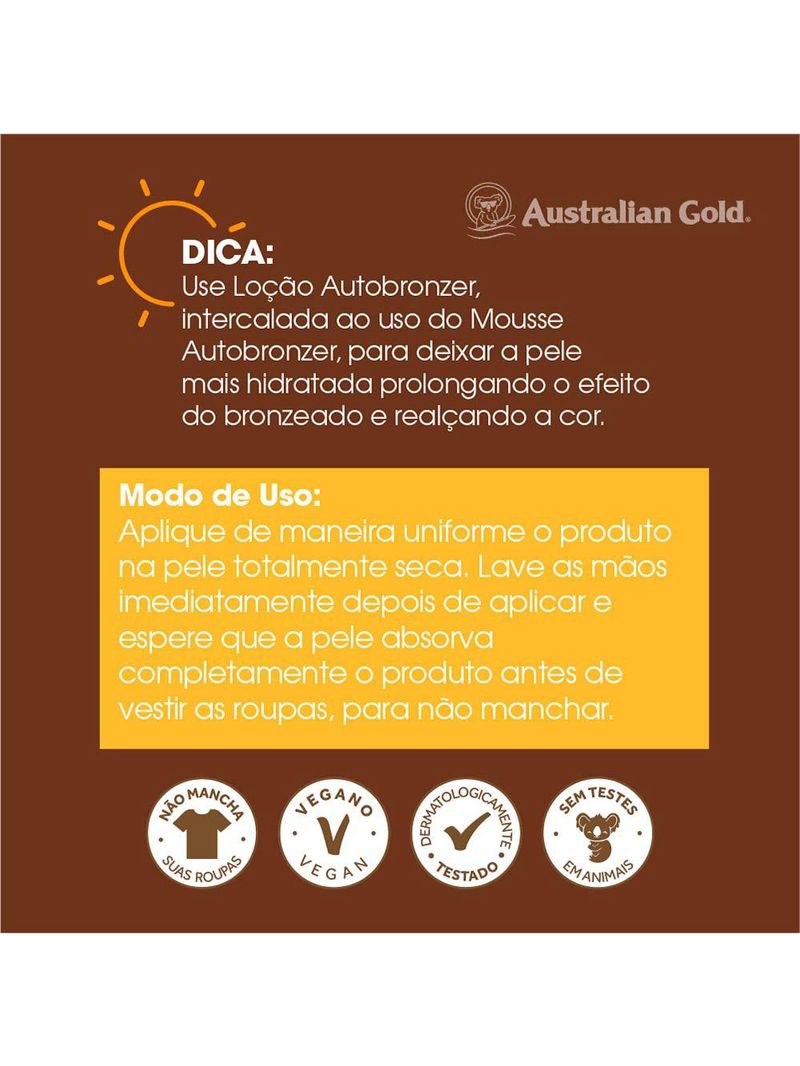 Loção autobronzeadora australian gold kakadu bronzer