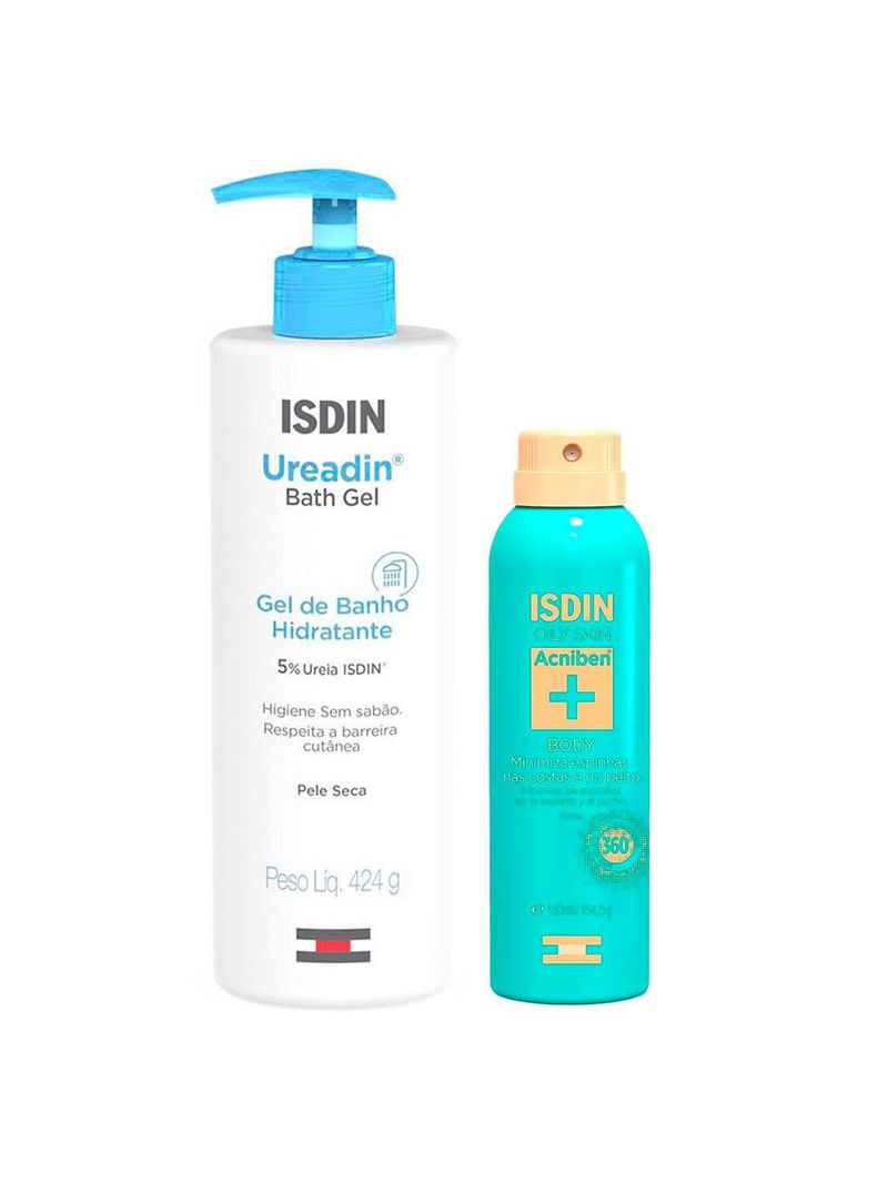 Isdin kit - gel de banho ureadin + spray corporal antiacne acniben