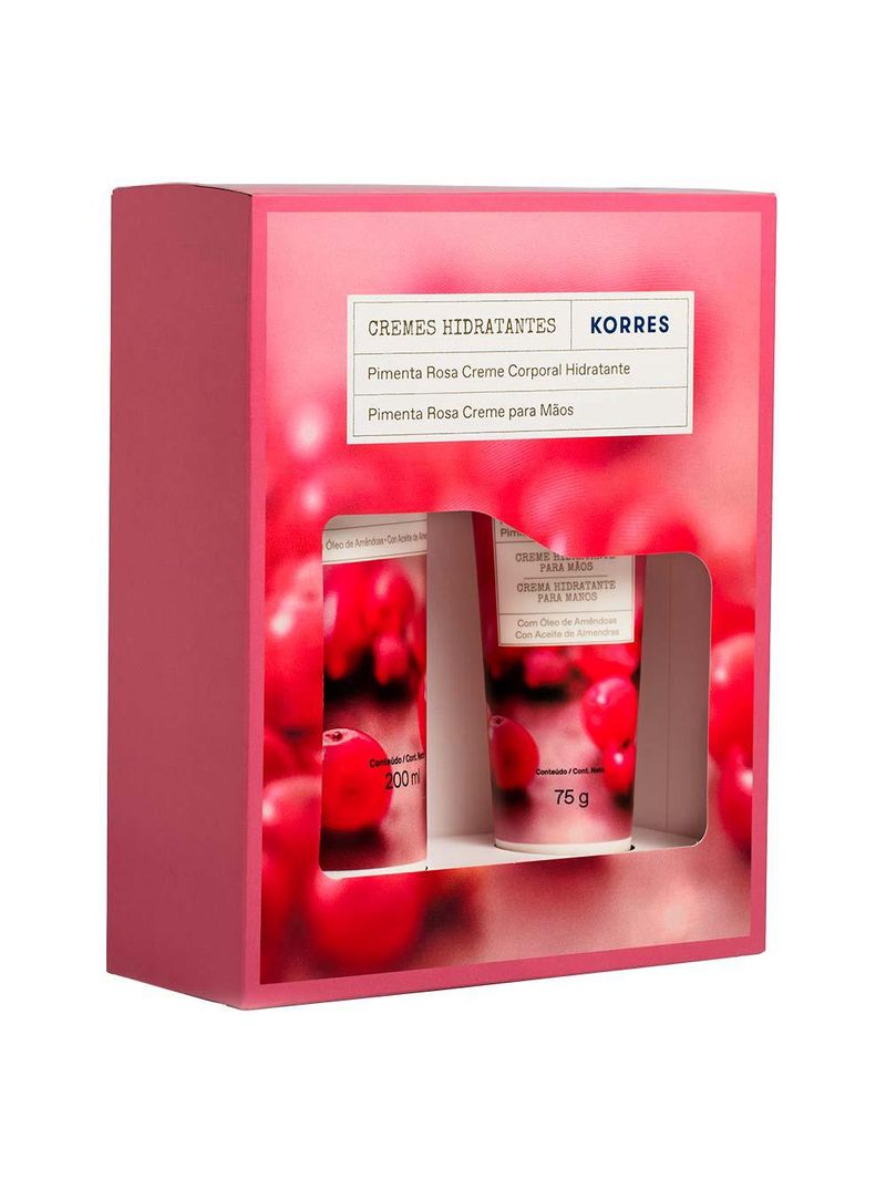 Korres pimenta rosa kit - creme hidratante corporal + creme hidratante para mãos