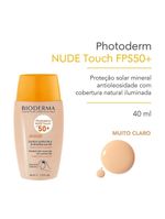 Bioderma photoderm nude touch kit com 2 unidades – protetor solar com cor fps50+ - muito claro 40ml