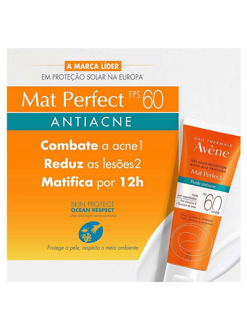 Avène mat perfect fluido kit com 2 unidades – protetor solar antiacne fps60 – 40g