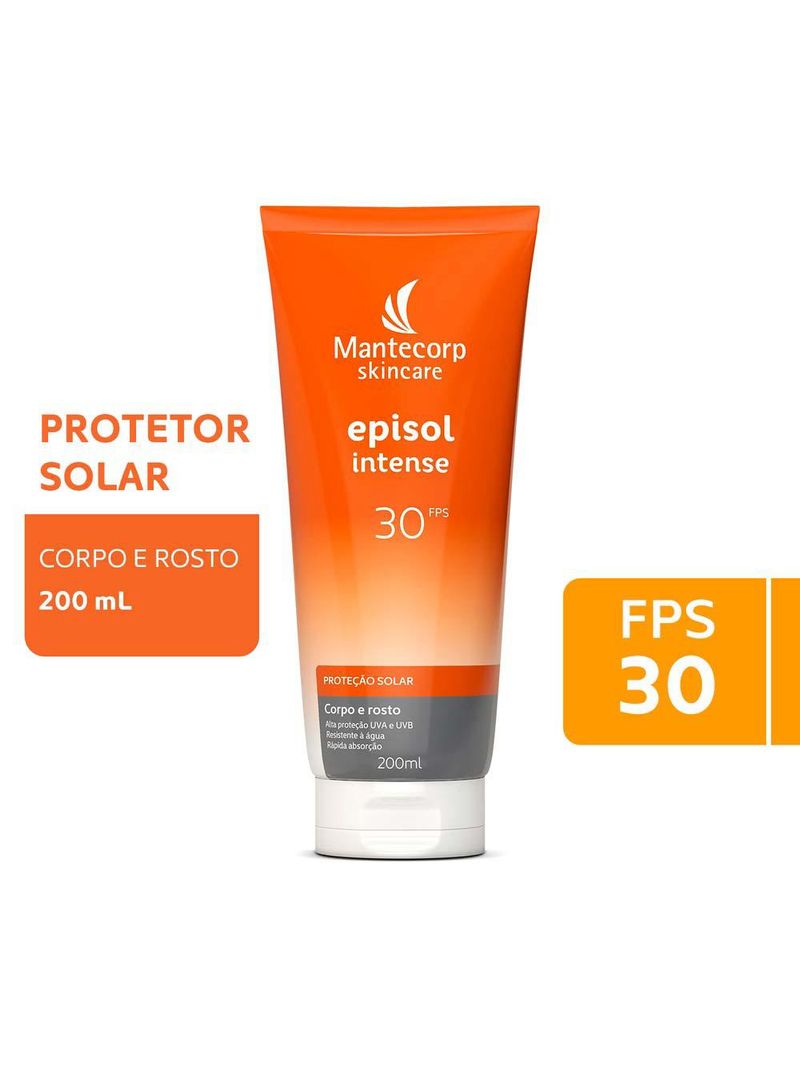 Protetor solar rosto e corpo mantecorp episol intense fps 30