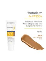Protetor solar com cor + ação clareadora bioderma photoderm m fps 50+