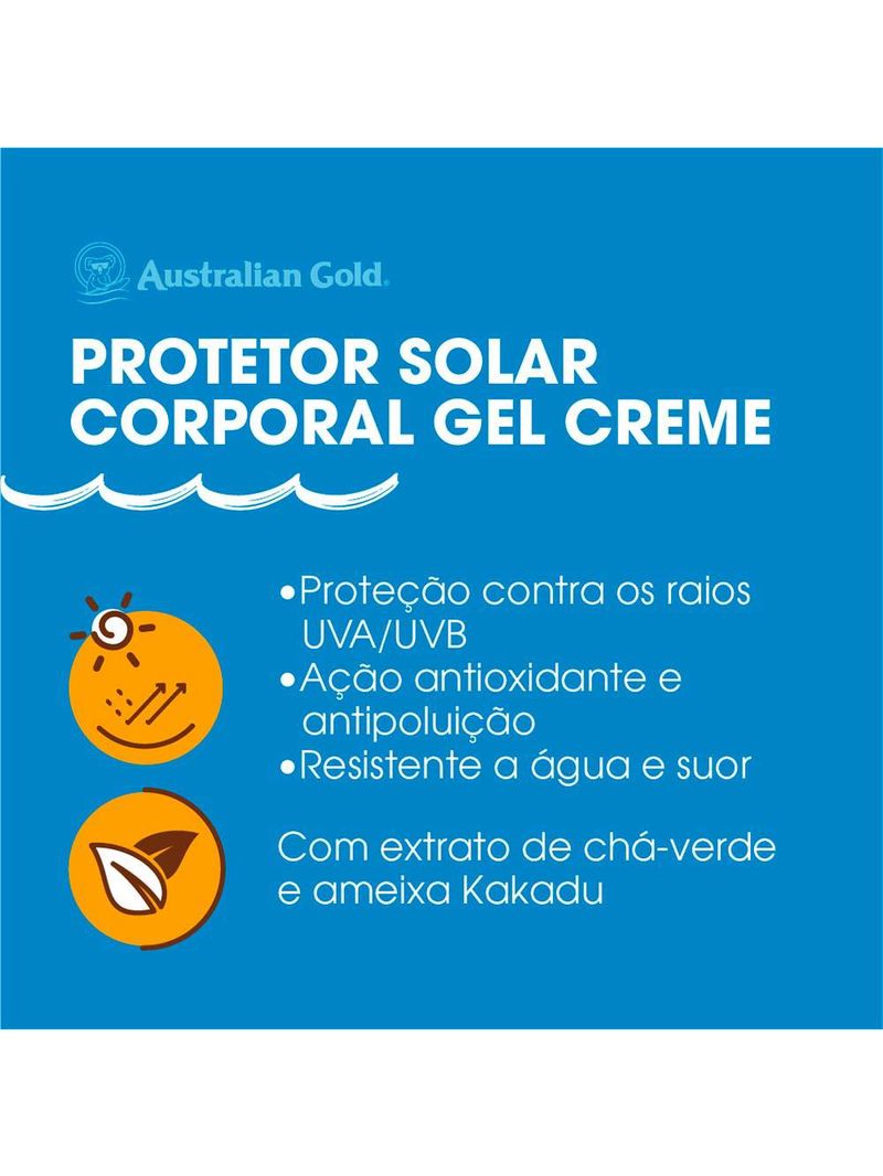 Protetor solar australian gold gel creme fps30