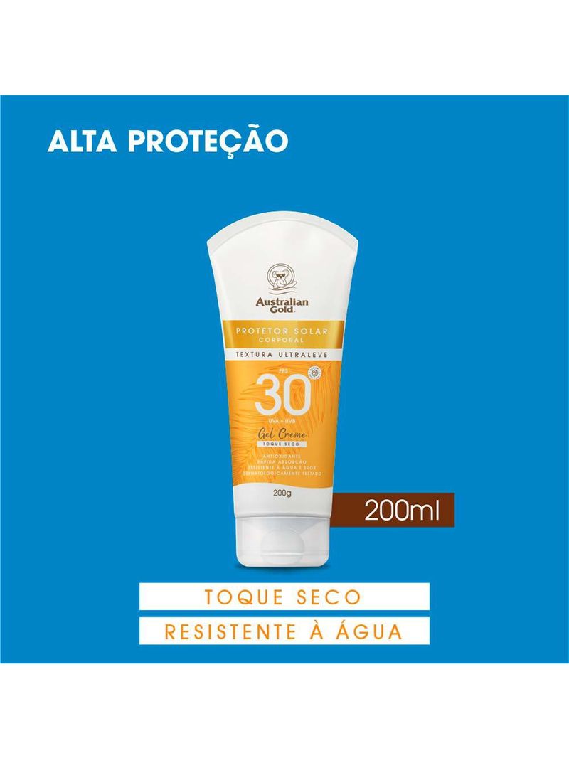 Protetor solar australian gold gel creme fps30