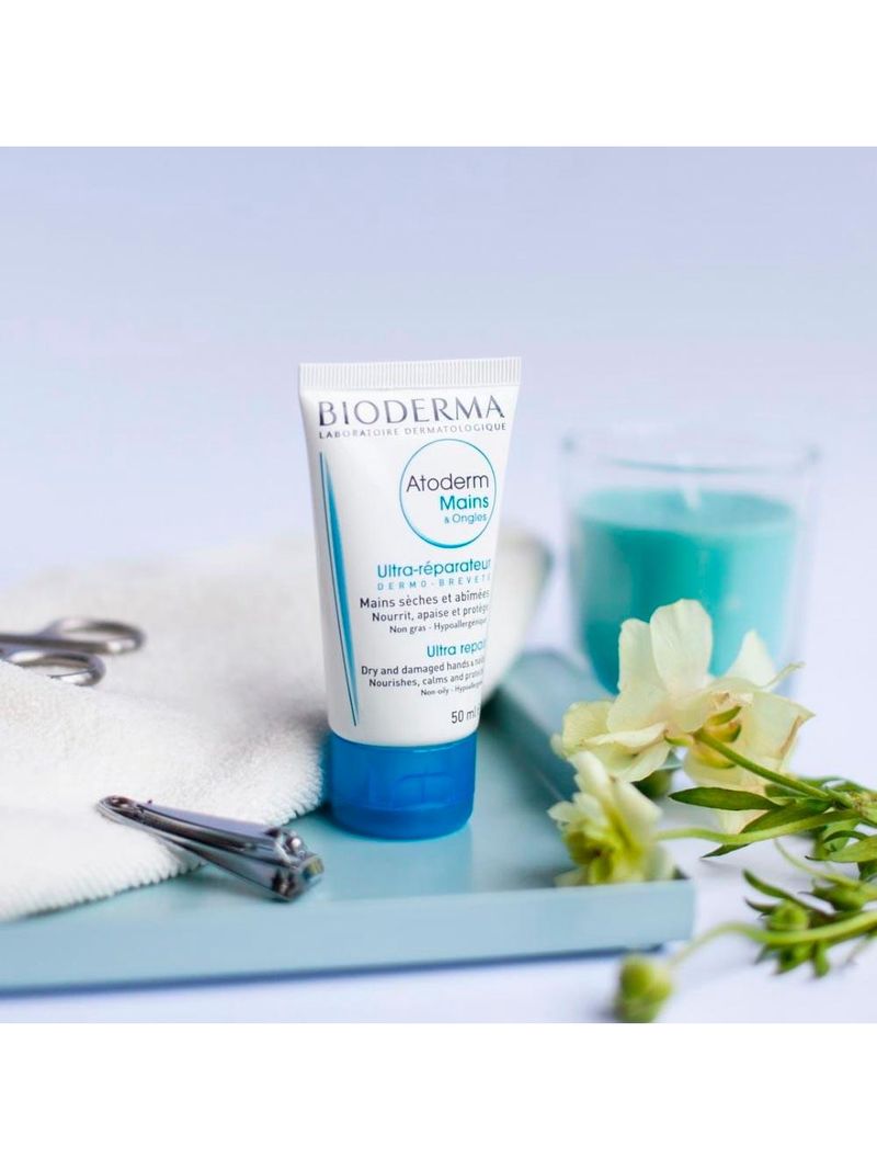 Creme para mãos bioderma atoderm mãos e unhas cuidado reparador calmante