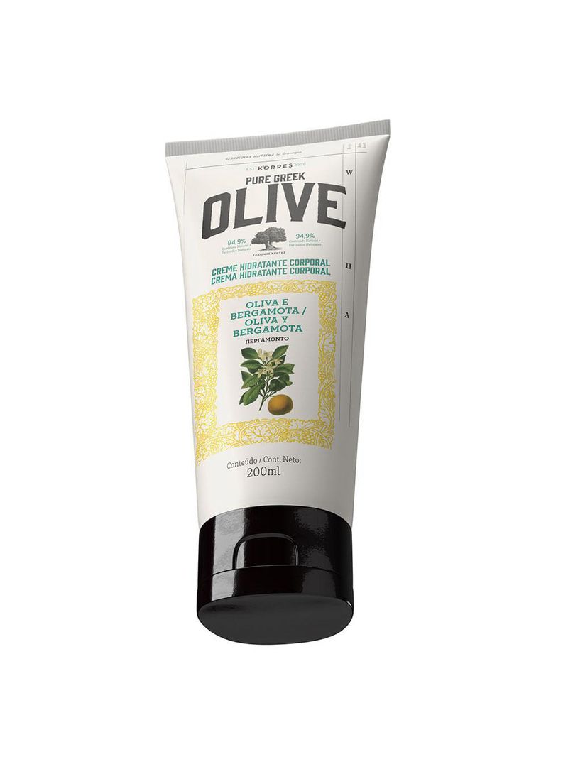 Creme hidratante corporal korres – Óleo de oliva e bergamota