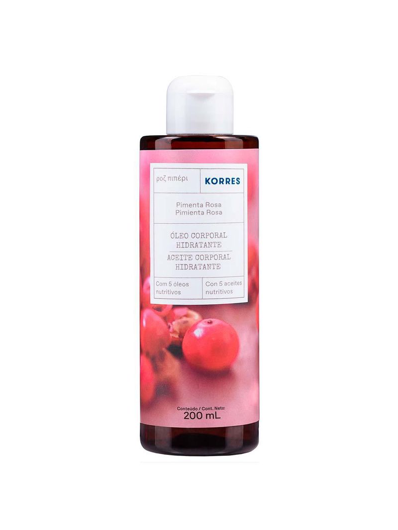 Óleo de banho deo corporal korres pimenta rosa