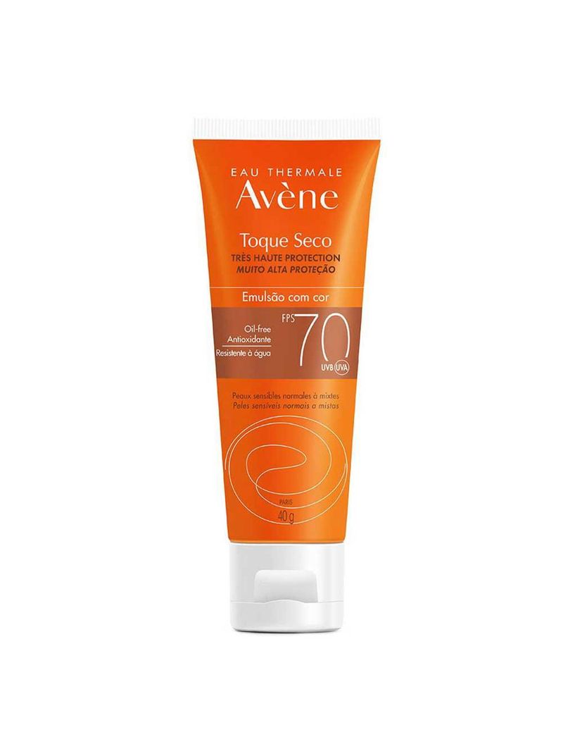 Protetor solar com cor avène - emulsão solar toque seco fps 70 color