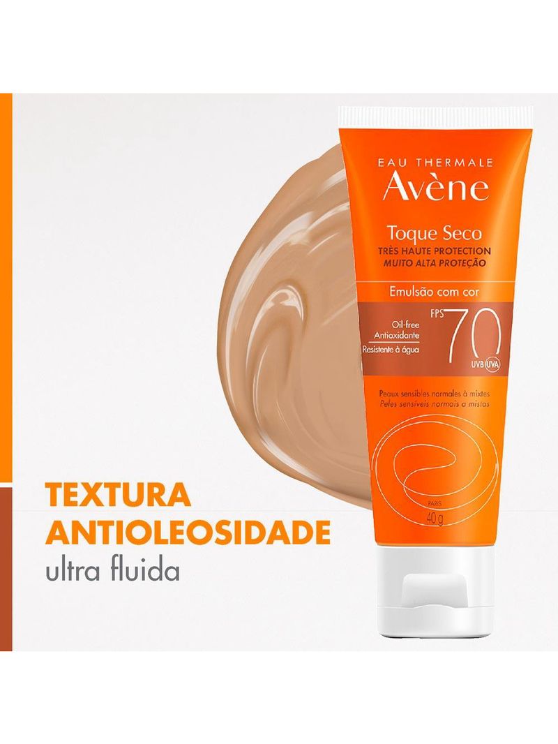 Protetor solar com cor avène - emulsão solar toque seco fps 70 color
