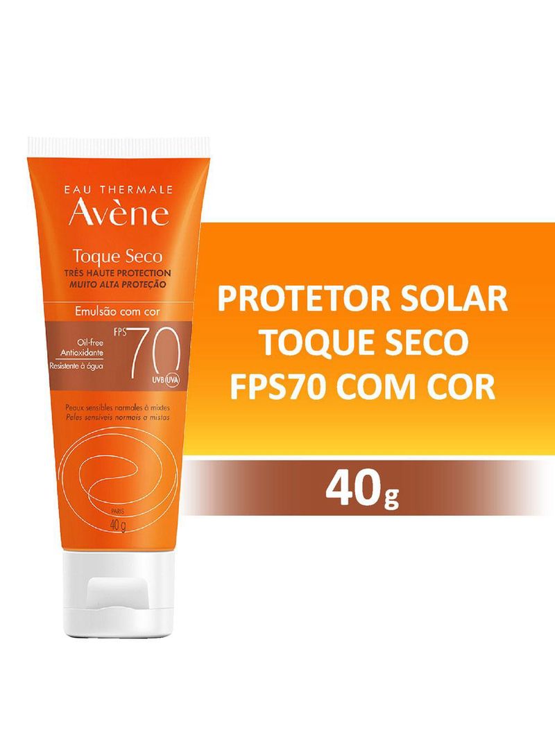 Protetor solar com cor avène - emulsão solar toque seco fps 70 color