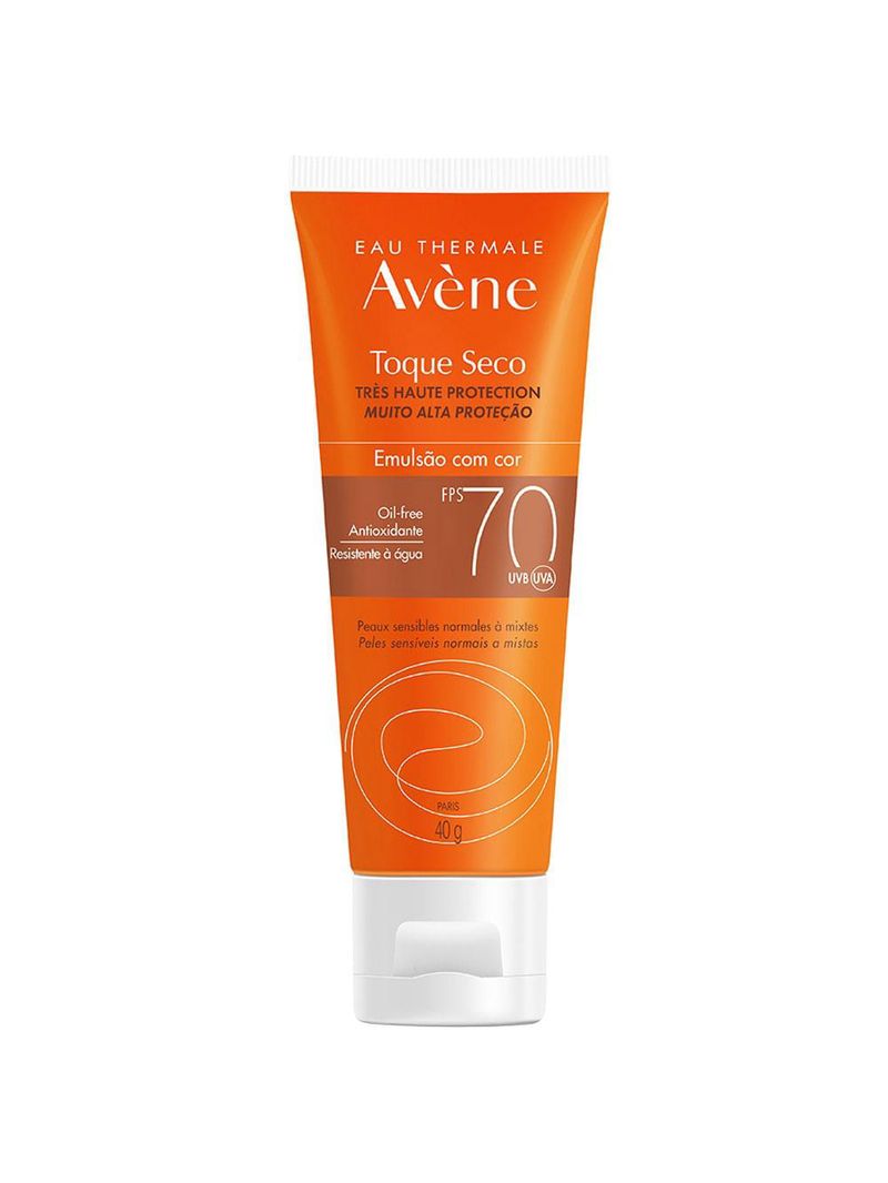 Protetor solar com cor avène - emulsão solar toque seco fps 70 color